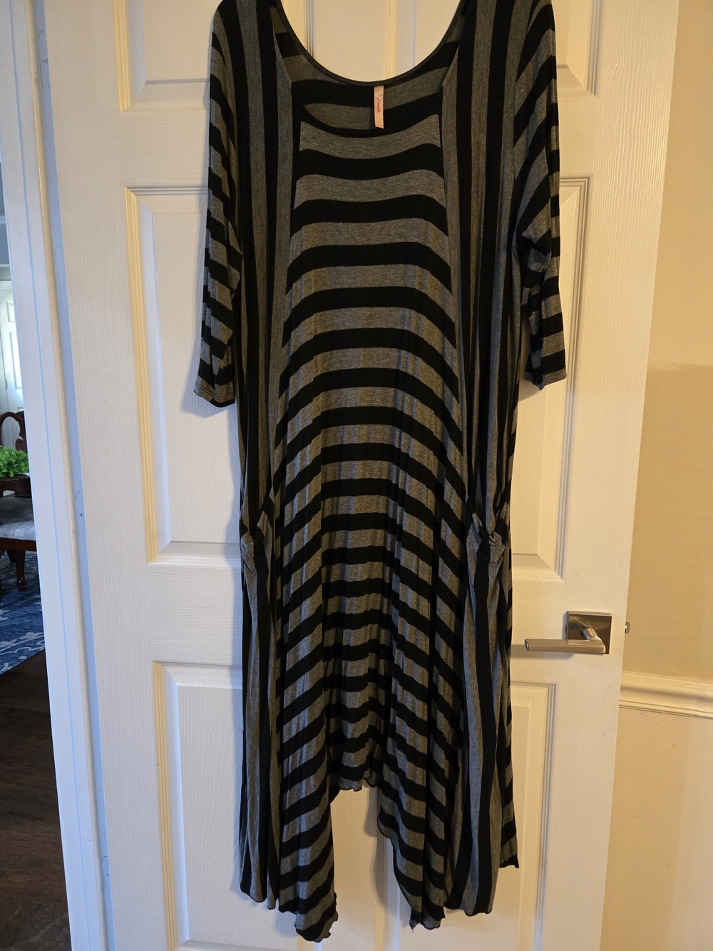 Striped Black and Gray Women’s Swing Dress